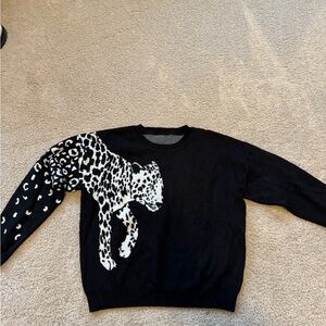 Black Leopard Print Sweater